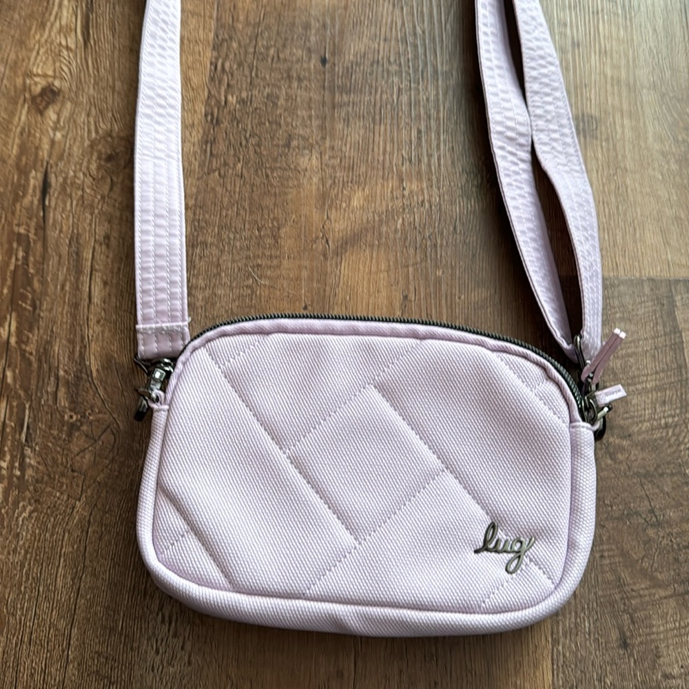 Lug NWOT. Short shoulder crossbody sugarplum ice pop